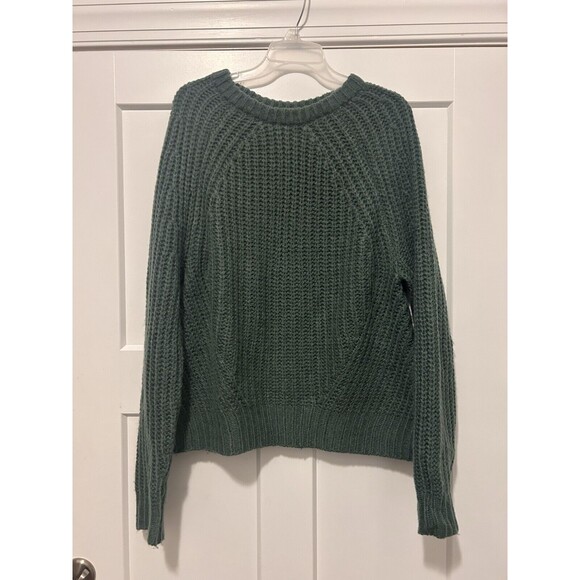 A New Day Sweater Women’s Size Large Green Chunky Knit Super Soft Waist Length - Picture 1 of 5